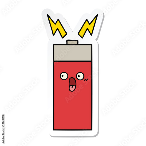 sticker of a cute cartoon battery