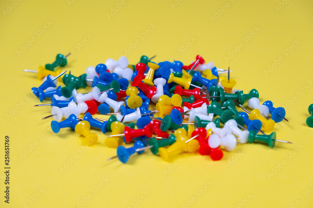 Colorful pins needles on a yellow background! Colorful pins needles on a yellow background!