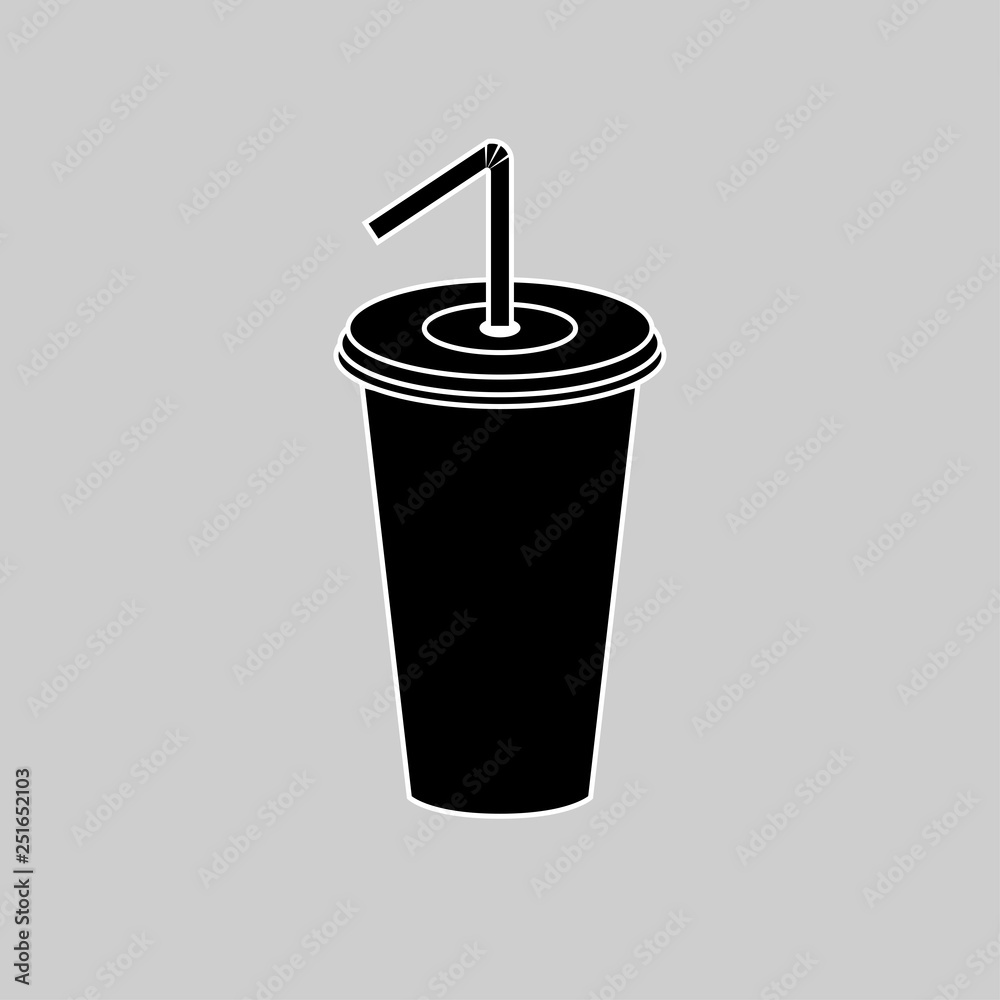 Soda cup with straw isolated on white background. Lemonade drink. Fast food concept. Vector cartoon design Soda cup with straw isolated on white background. Lemonade drink. Fast food concept. Vector cartoon design