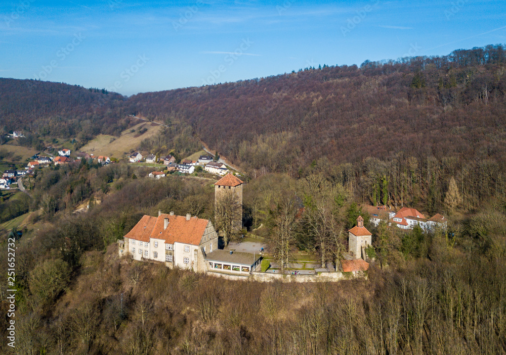 Aerial view of Schaumburg Castle in Lower Saxony, Germany