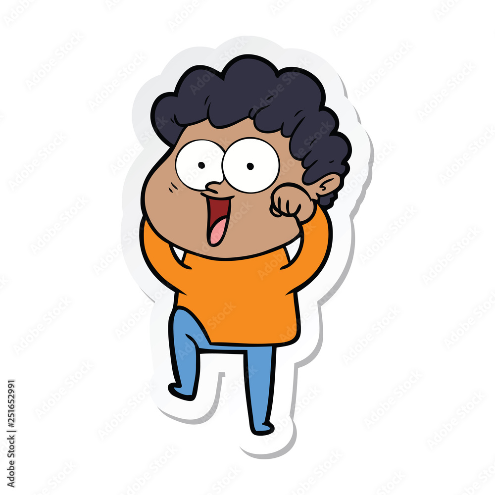 sticker of a cartoon happy man sticker of a cartoon happy man