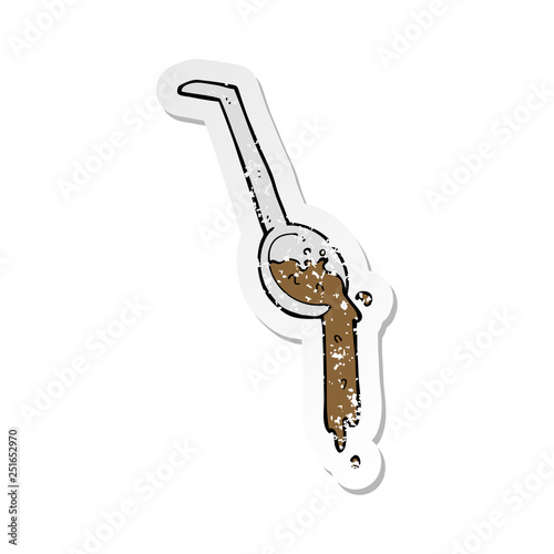 retro distressed sticker of a cartoon pouring gravy