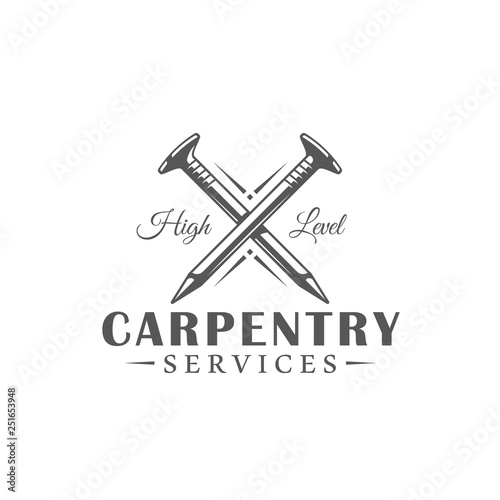 Nails. Modern carpentry label