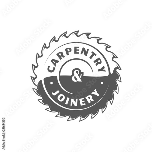 Saw blade. Modern carpentry label