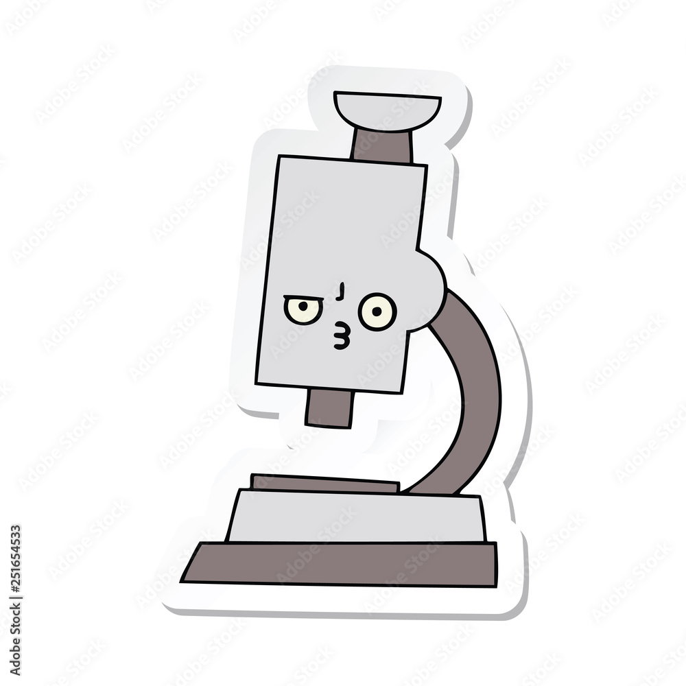 sticker of a cute cartoon microscope sticker of a cute cartoon microscope