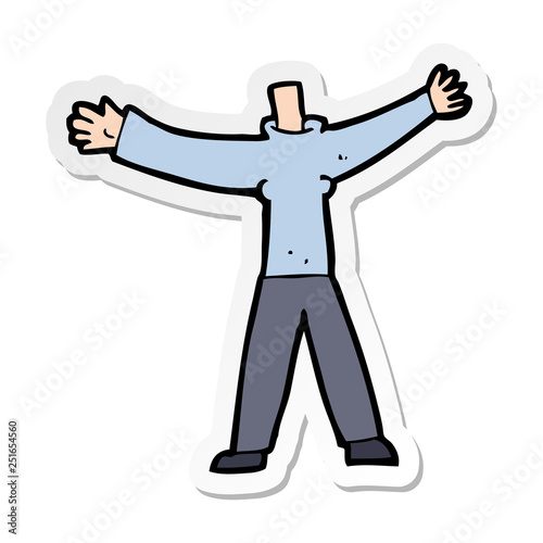 sticker of a cartoon headless body