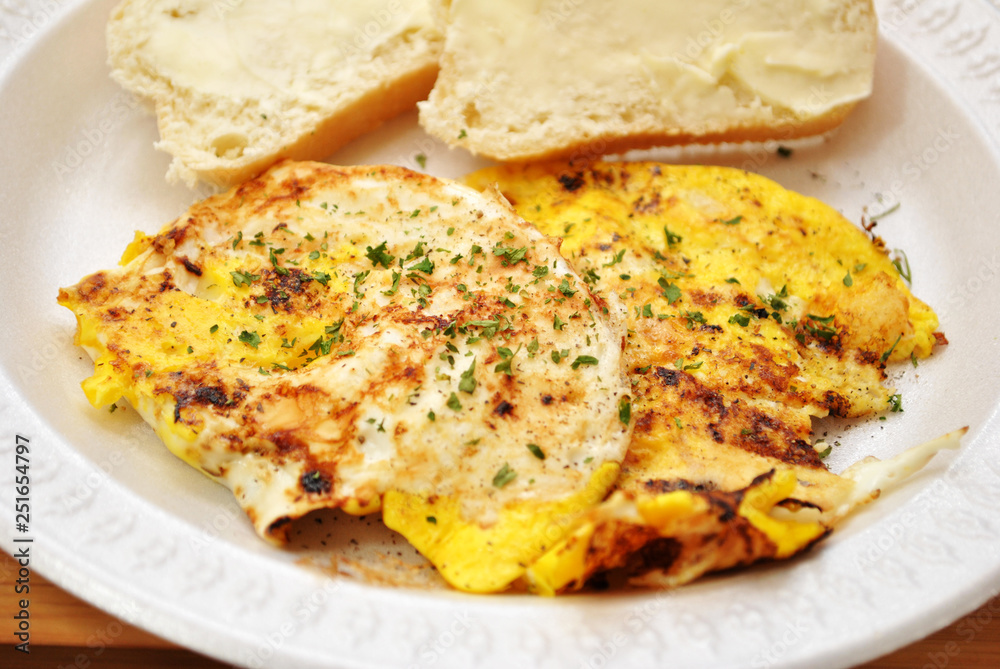 Fried Eggs with Buttered Bread