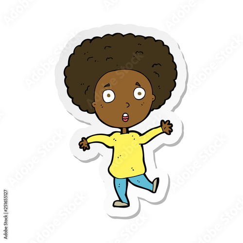sticker of a cartoon startled person
