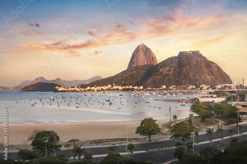 Canvas Print Botafogo, Guanabara Bay and Sugar Loaf Mountain at sunset - Rio de Janeiro, Braz