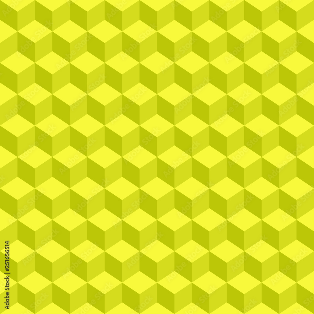 Yellow 3d cubes with a shadow in a perspective view. Seamless pattern. Vector background. Yellow 3d cubes with a shadow in a perspective view. Seamless pattern. Vector background.