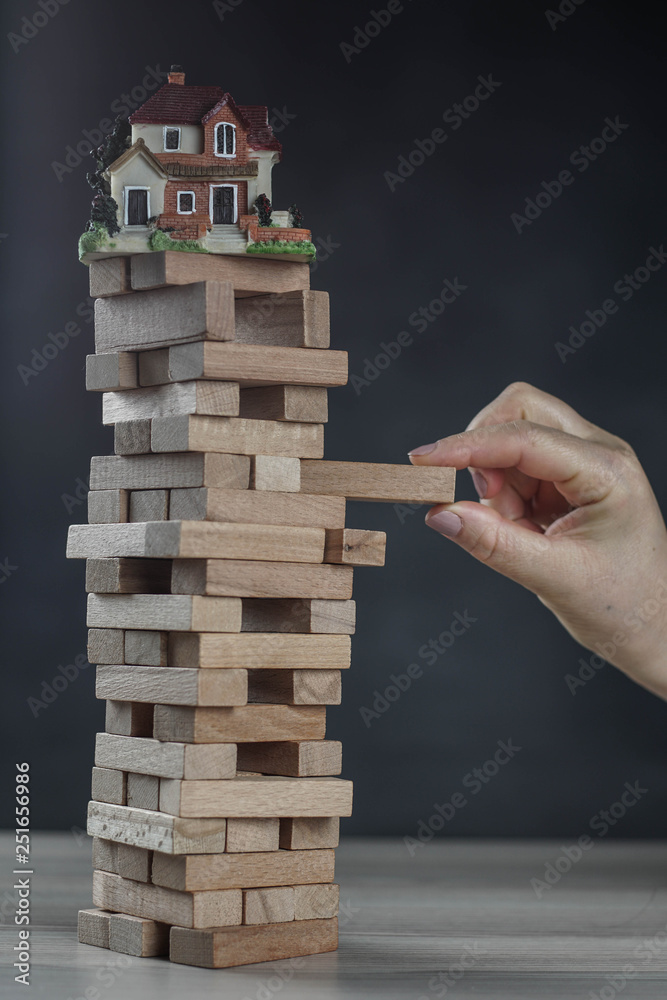 business man tower, risk concept business man tower, risk concept