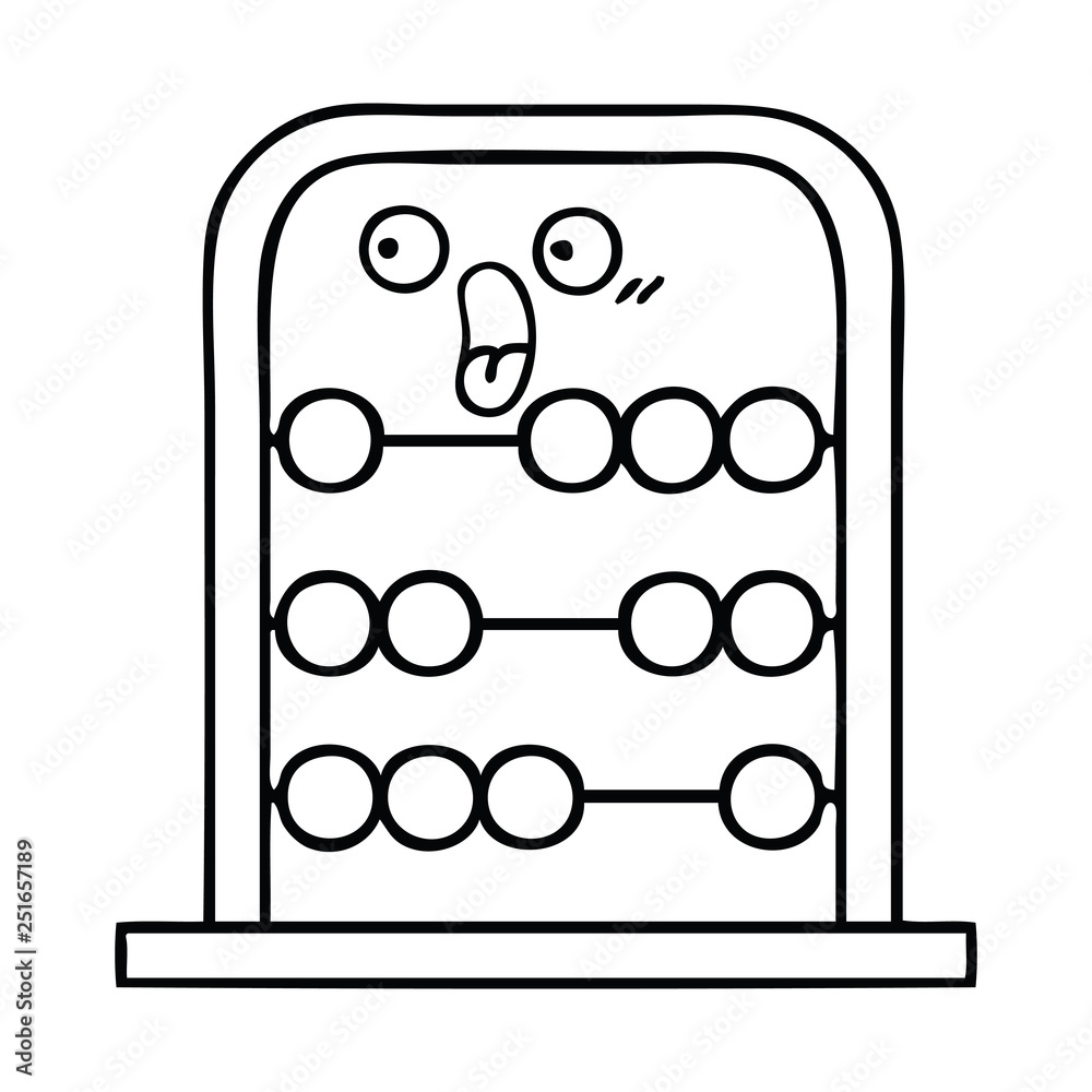 line drawing cartoon abacus