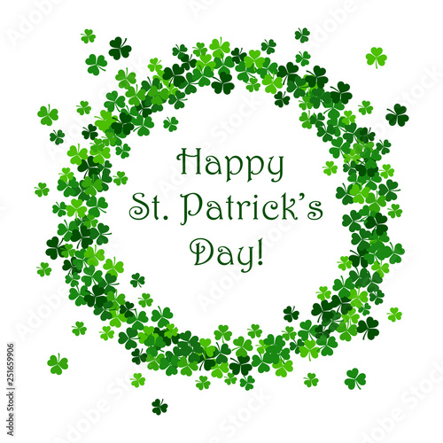 Saint Patrick's day vector frame with green shamrock © roomoftunes