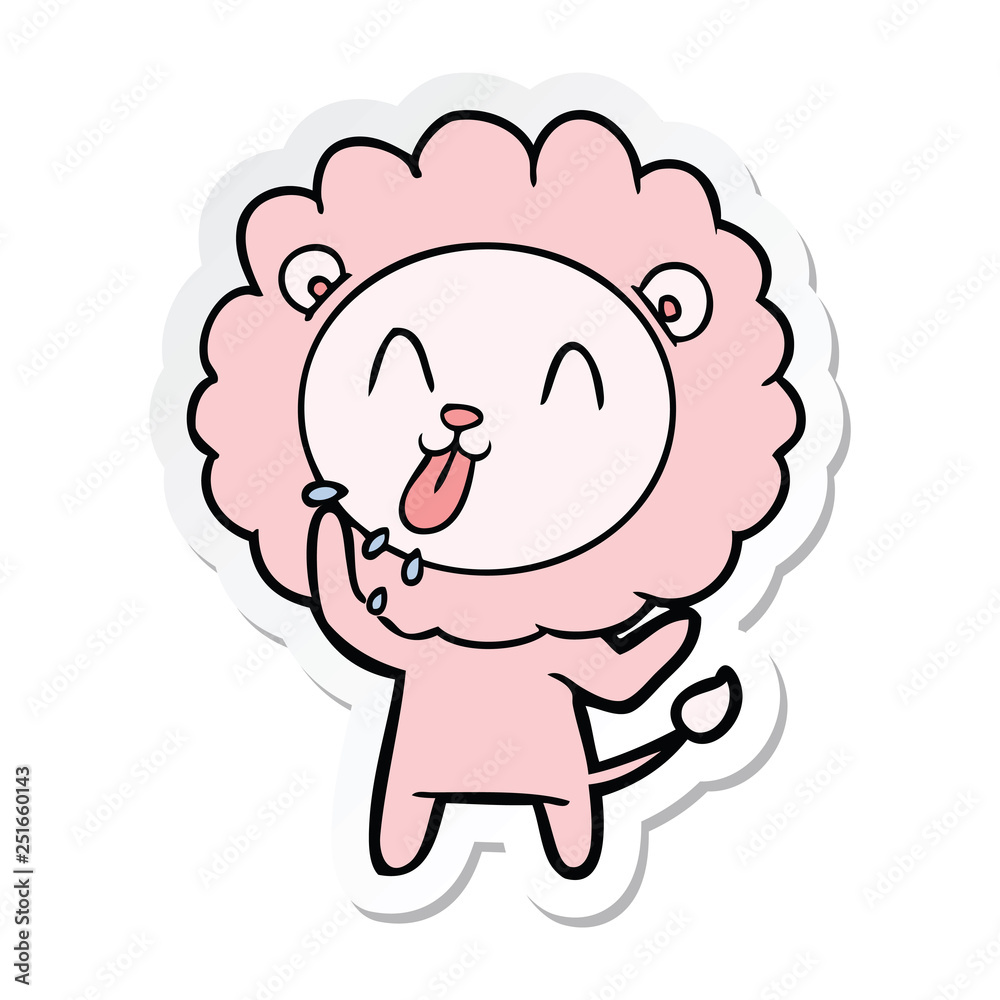 sticker of a happy cartoon lion sticker of a happy cartoon lion