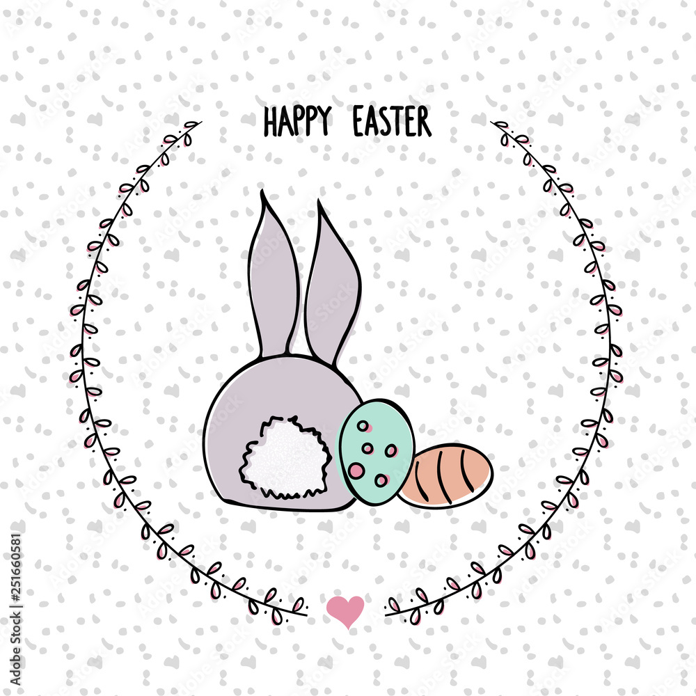 Happy Easter Bunny Doodle Stock Vector
