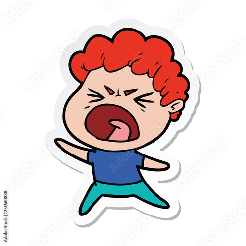 sticker of a cartoon furious man