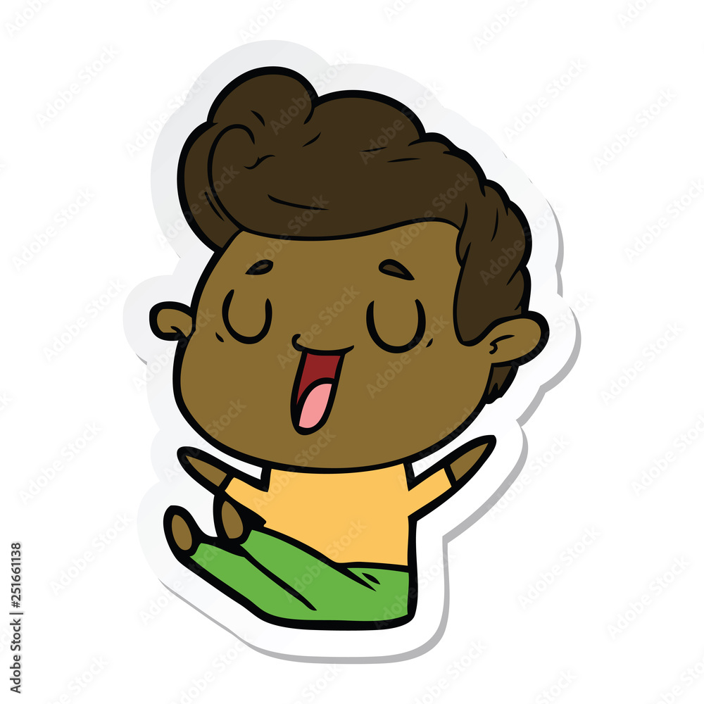 sticker of a happy cartoon man