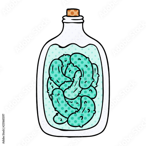 cartoon doodle jar of pickled gherkins