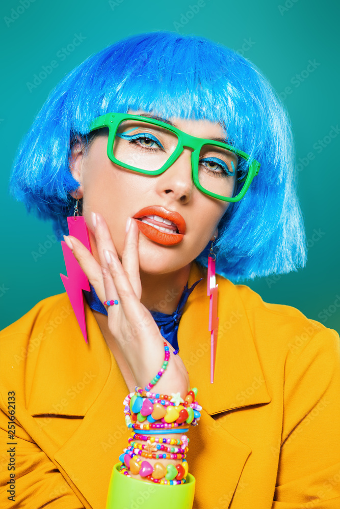 blue haired lady