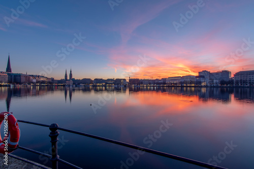 Hamburg, Germany at sunset