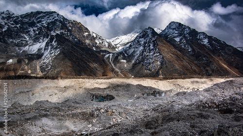 Close up view of on Khumbu Glacier and Kongma La pass in the background.  Sagarmatha (Everest) National Park, Nepal. photo