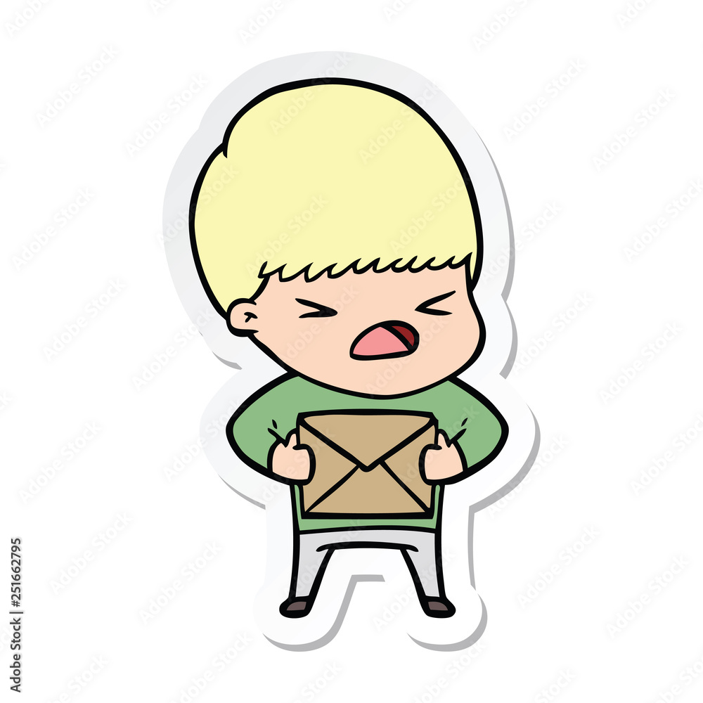 sticker of a cartoon stressed man