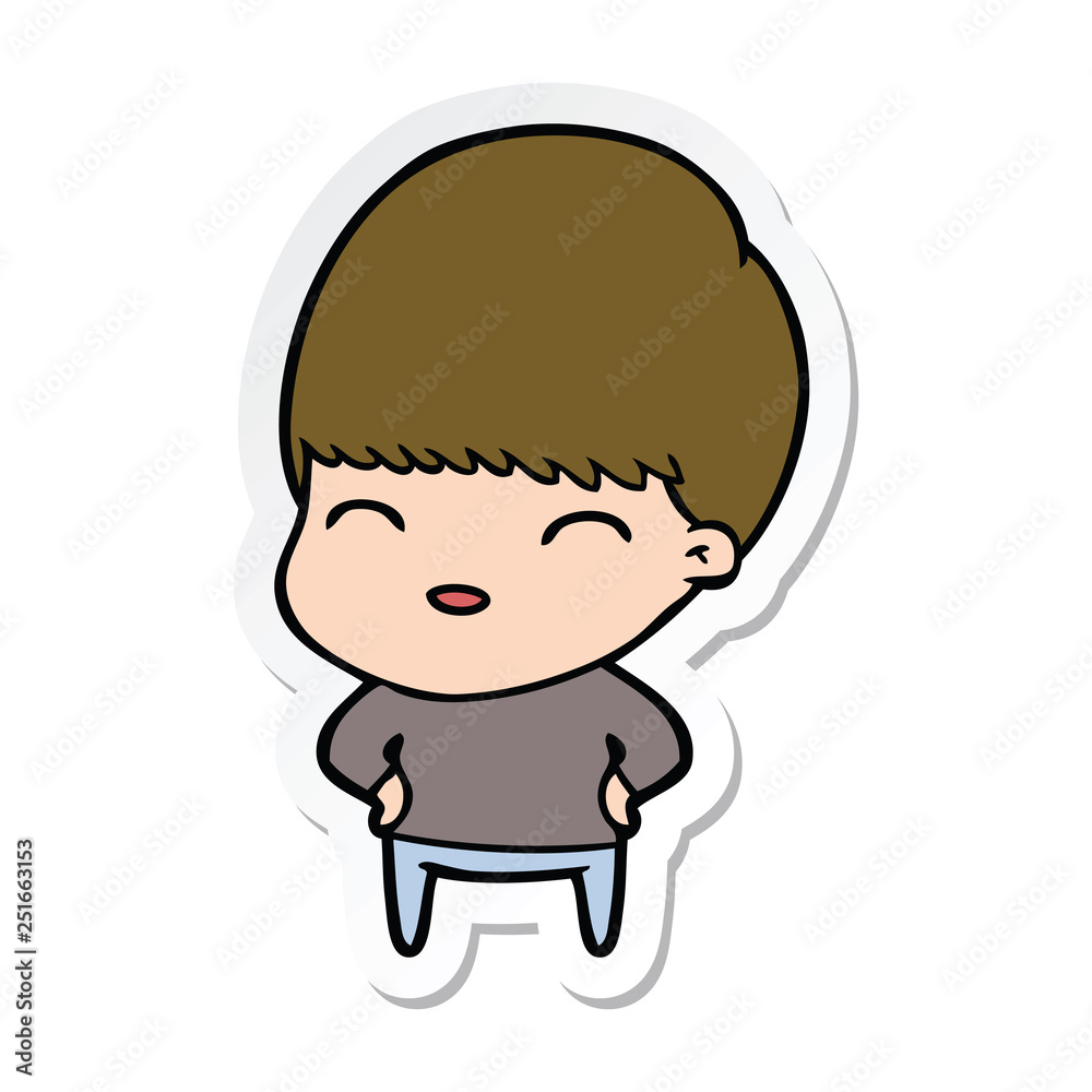 sticker of a happy cartoon boy sticker of a happy cartoon boy