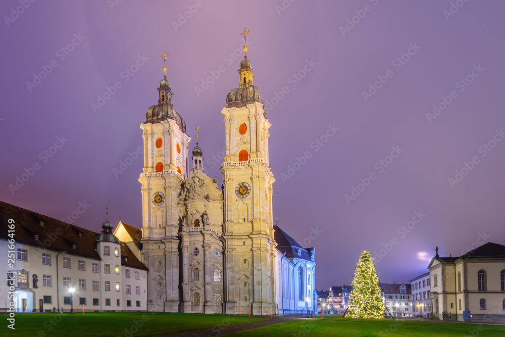Night view of the cathedral, in St. Gallen