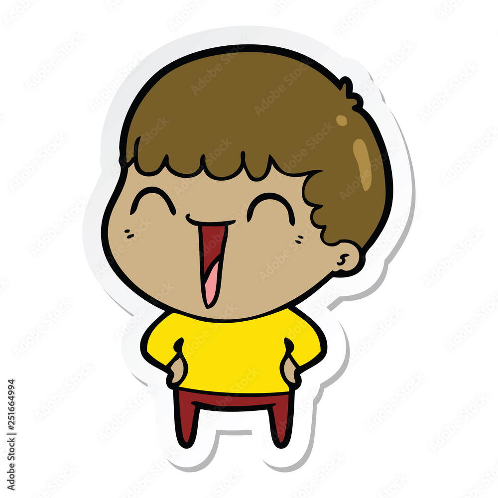 sticker of a cartoon happy man sticker of a cartoon happy man