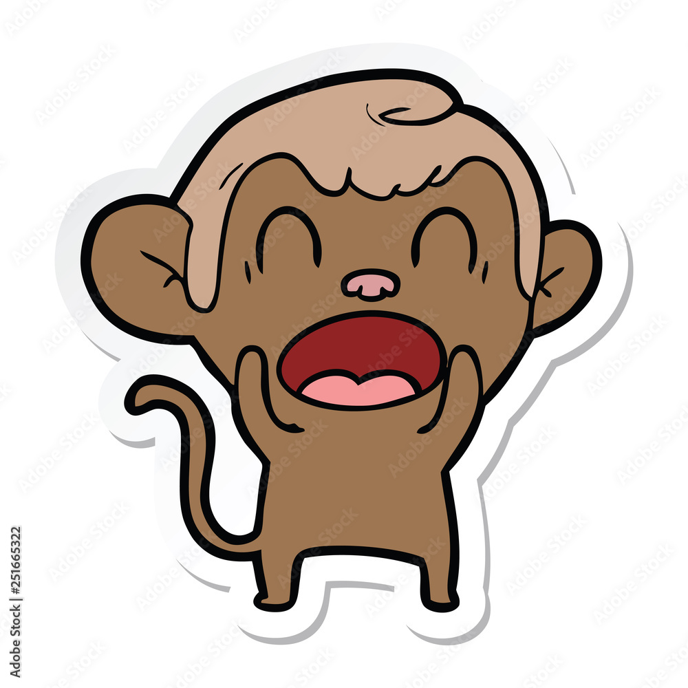 sticker of a shouting cartoon monkey sticker of a shouting cartoon monkey