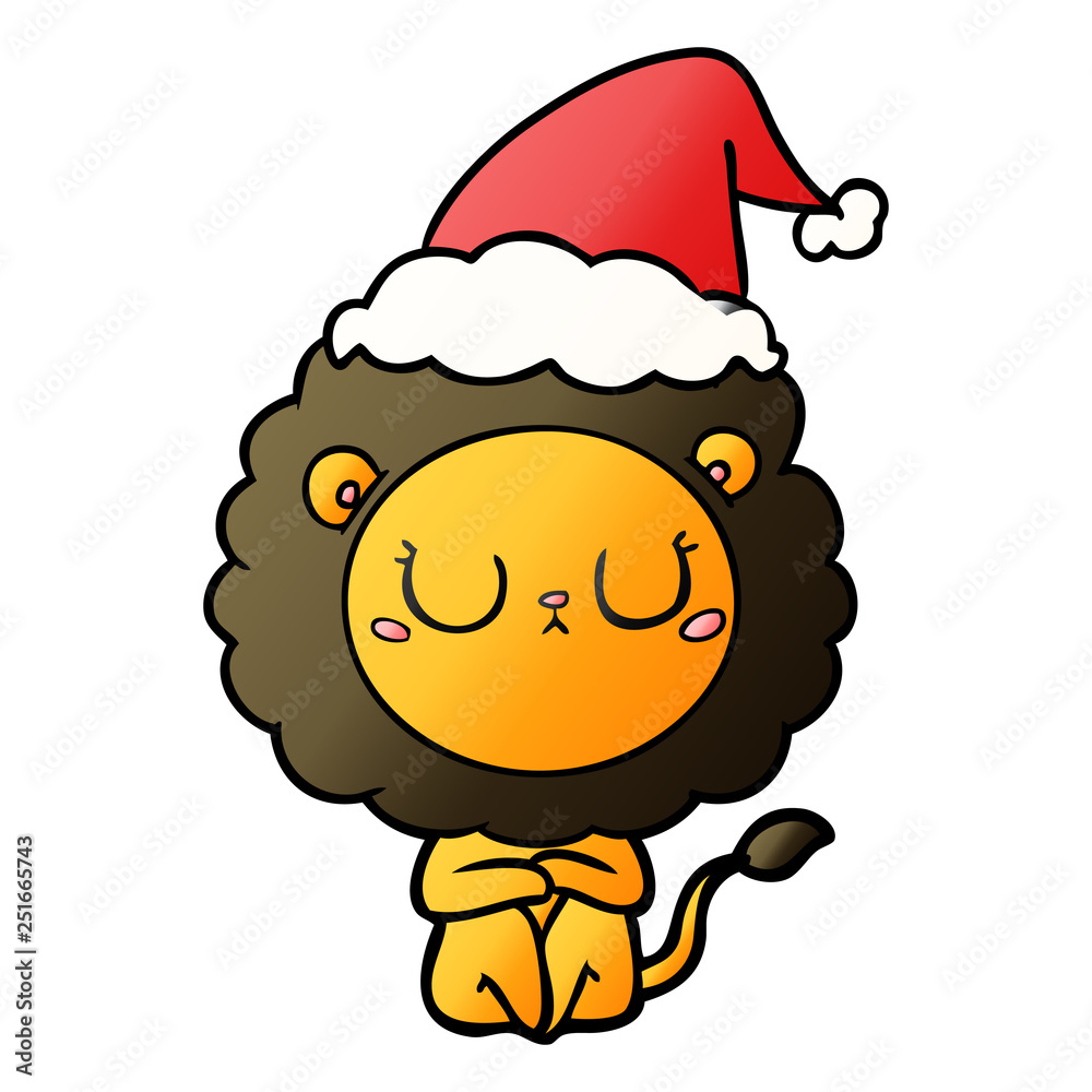 gradient cartoon of a lion wearing santa hat gradient cartoon of a lion wearing santa hat