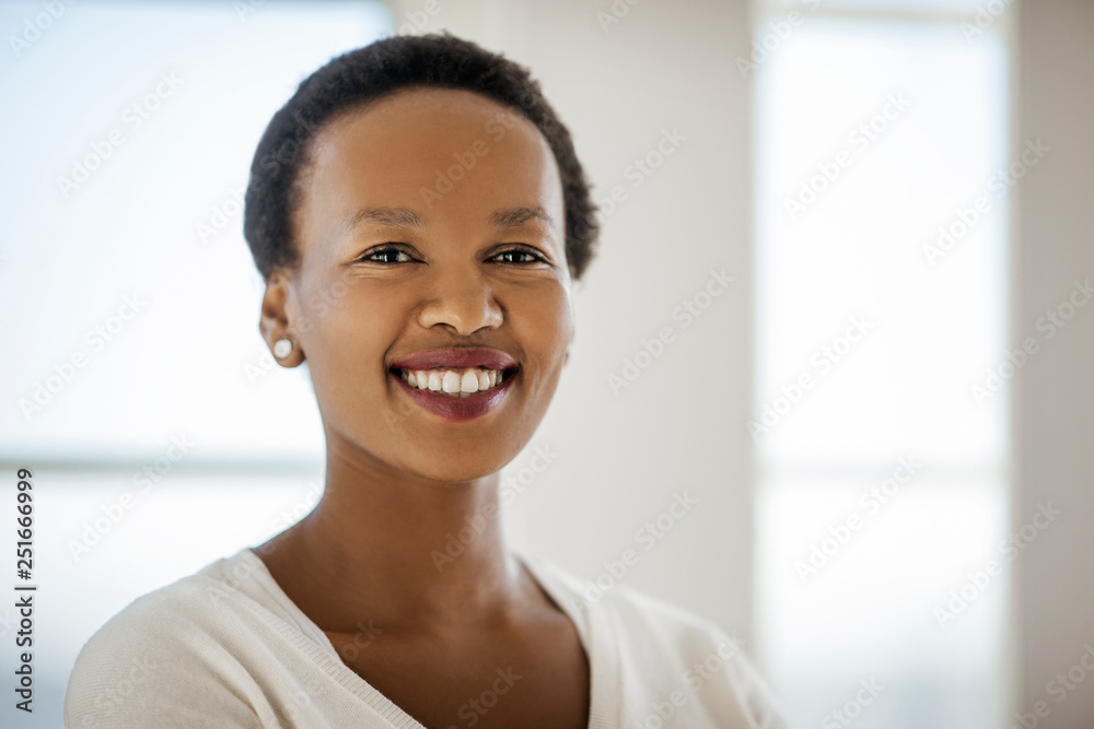 Portrait of smiling woman with black hair Portrait of smiling woman with black hair