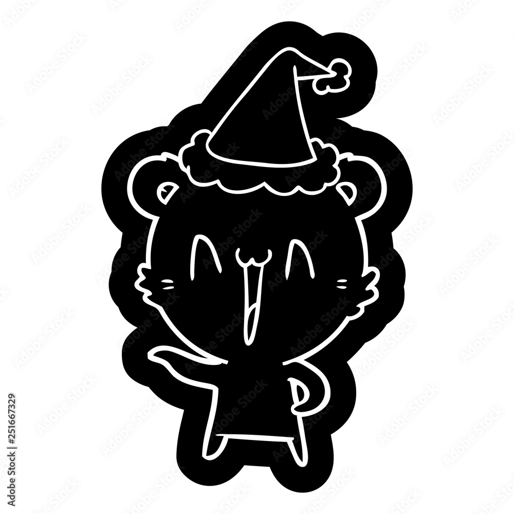 laughing polar bear cartoon icon of a wearing santa hat laughing polar bear cartoon icon of a wearing santa hat