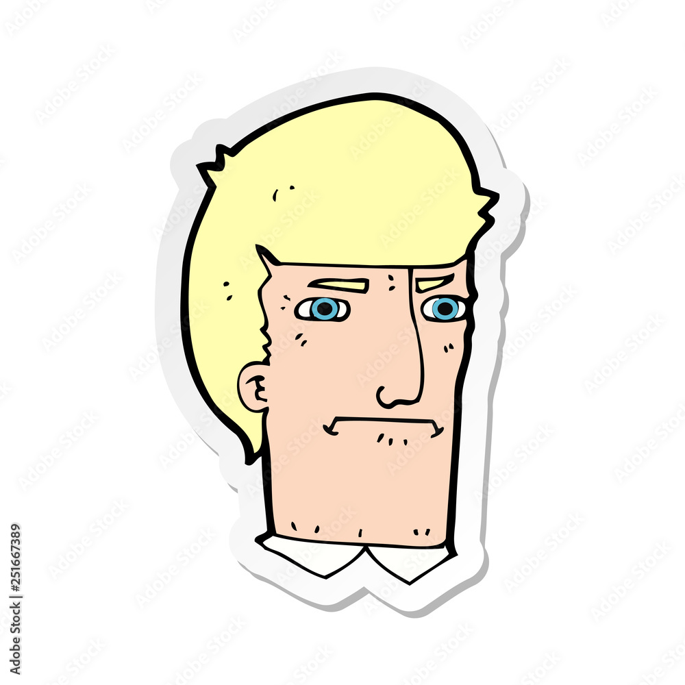 sticker of a cartoon man narrowing eyes
