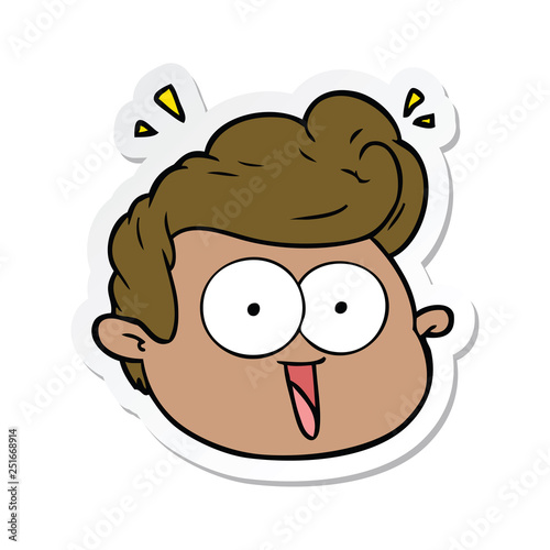 sticker of a cartoon male face surprised