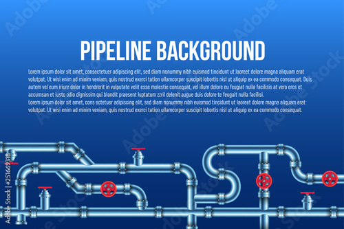 Creative vector illustration of industrial oil, water, gas pipe system and ware pipeline fittings, valves on background. Art design plumbing and taps. Abstract concept graphic element
