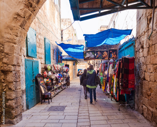 The Arabic suq in the historic old city of Akkon, Israel., Middle East © karlo54
