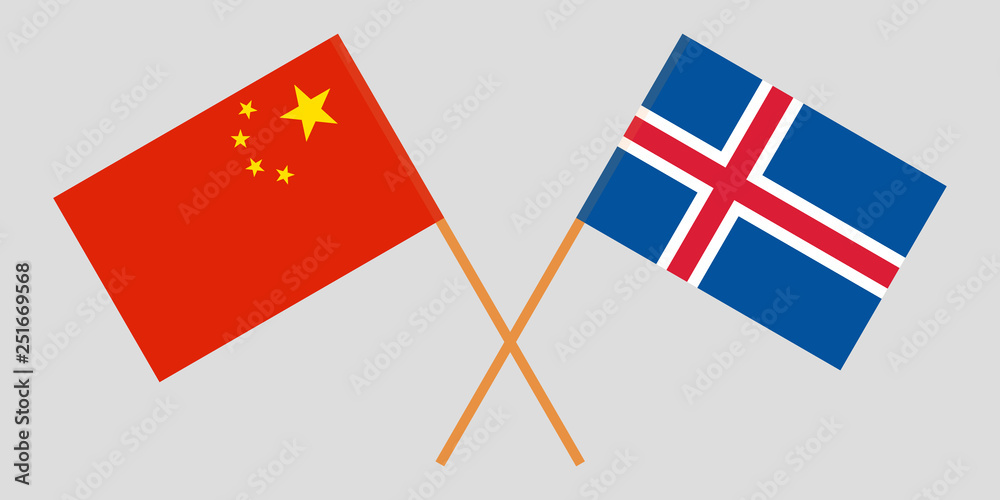 China and Iceland. The Chinese and Icelandic flags. Official colors. Correct proportion. Vector