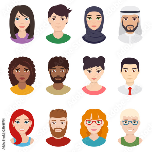 Set of people avatars. Avatar men and women collection. Isolated vector illustration