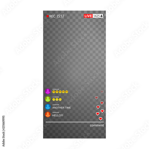 Creative vector illustration of streaming live video on smartphone isolated on transparent background. Art design social media webcast template. Abstract concept graphic element