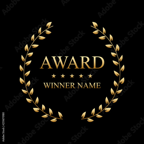 Creative vector illustration of the best award label with golden laurel wreath isolated on transparent background. Art design premium quality choice template. Abstract concept graphic victory element