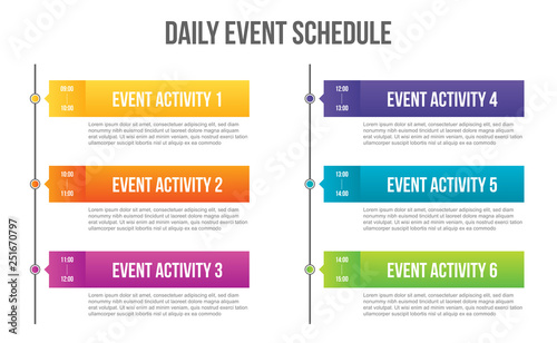 Creative vector illustration of daily event schedule blank isolated on transparent background. Art design timeline business day plan. Abstract concept timetable, timeframe board graphic element photo
