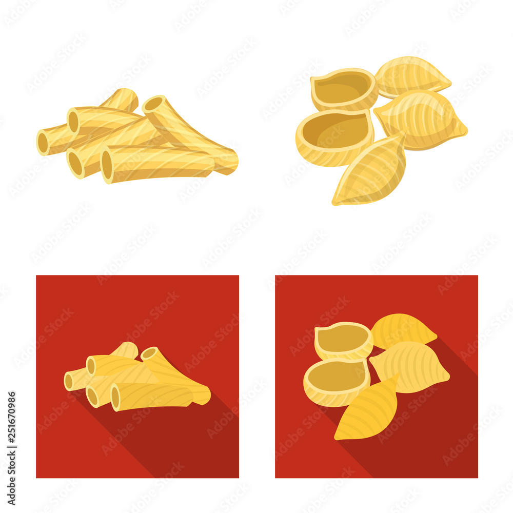 Vector design of pasta and carbohydrate logo. Set of pasta and macaroni stock vector illustration.