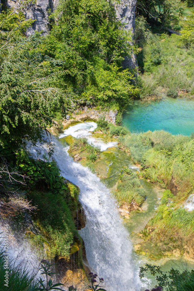 Naklejka premium Waterfall at Plitvice lakes national park
