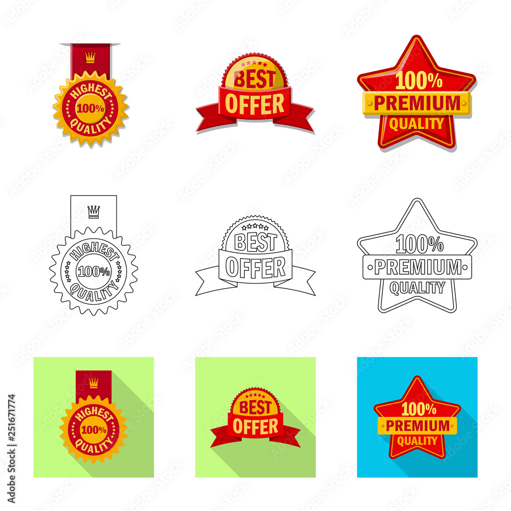 Vector design of emblem and badge sign. Set of emblem and sticker stock vector illustration.