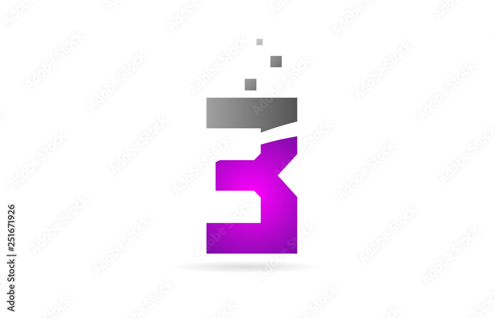 pink grey number 3 for logo icon design pink grey number 3 for logo icon design
