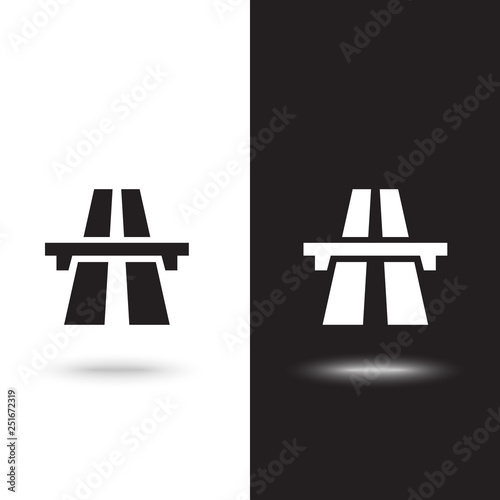Vector icon highway on black and white background