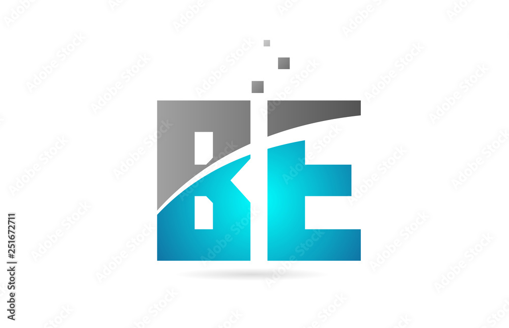 blue grey alphabet letter combination BE B E for logo icon design