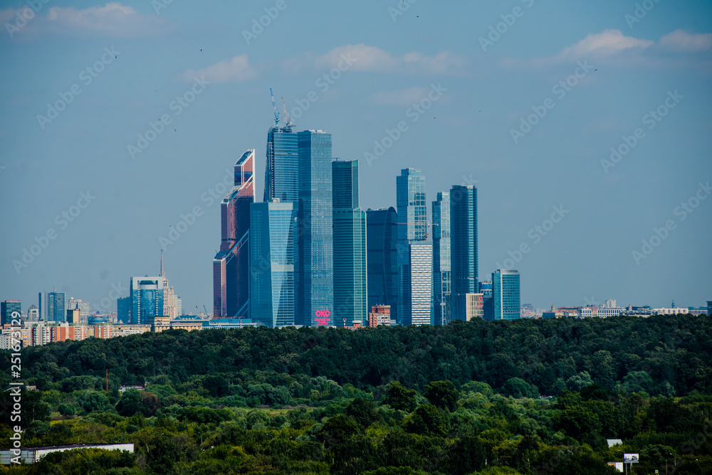 Moscow City Financial Complex from Afternoon in the Summer