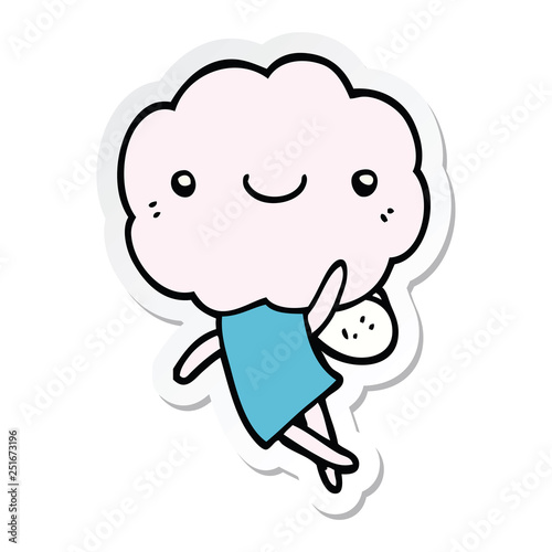 sticker of a cute cloud head creature
